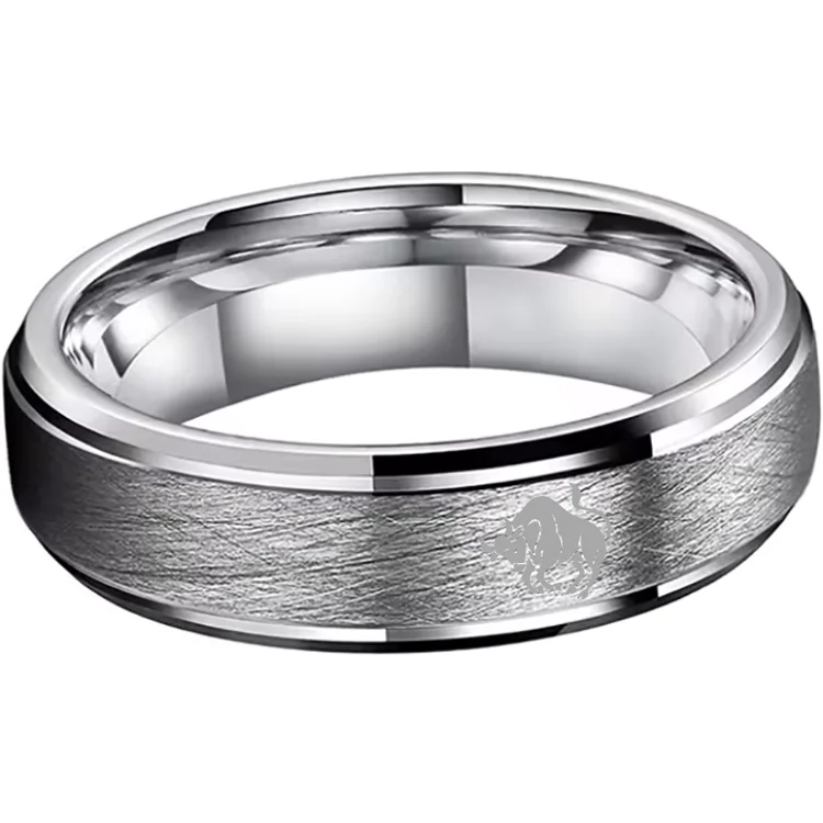 Step Edge Sliver Tungsten Carbide Rings Taurus Couples Tungsten Wedding Bands for Men or Women 4MM 6MM 8MM