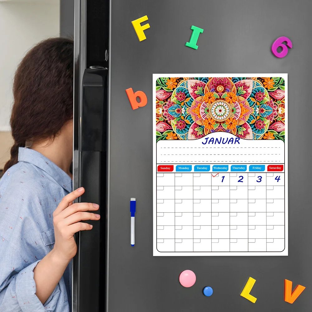 Flower DIY Diamond Painting Fridge Stickers Calendar for Fridge Whiteboard