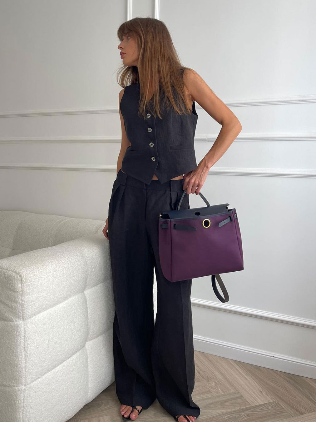 Ootddress 2 Piece-Set Fashion Women Wide Leg Trousers Patchwork High Waist Casual Straight Legg Outfits Vestidos Women's Pants Sets