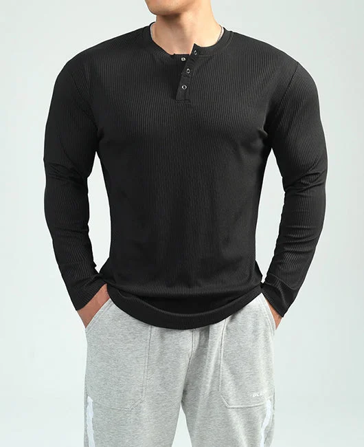 Half Placket Ribbed Textured Shirt