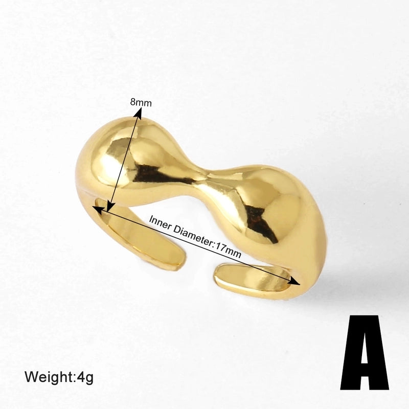 Copper 18K Gold Plated Plating Irregular Open Rings