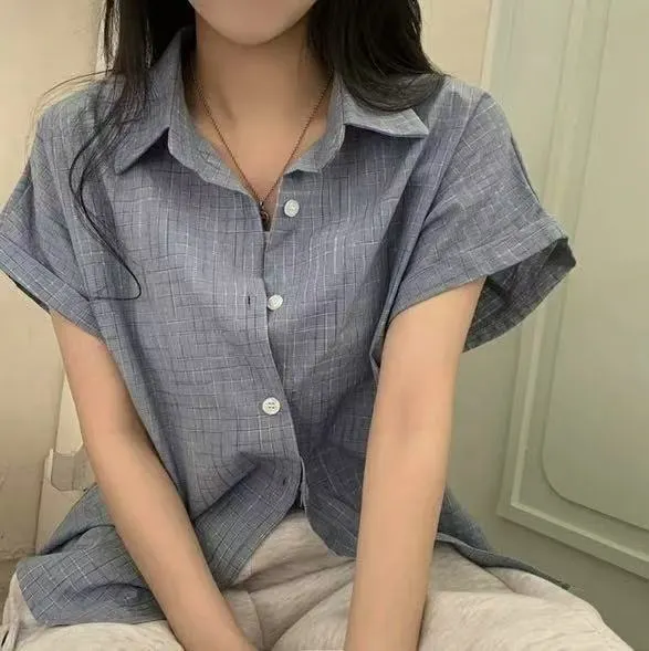 Women's Plaid Collared Sleeveless Button Down Shirt