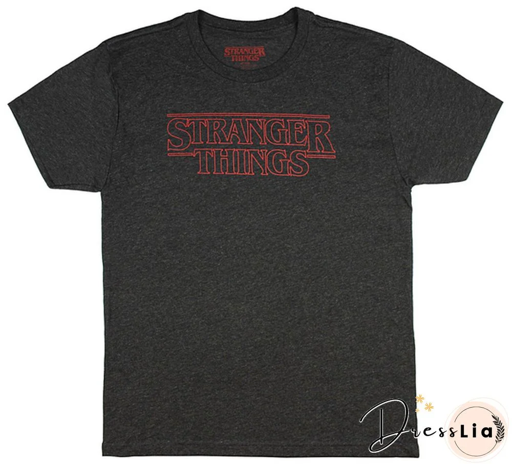 Stranger Things Men's Shirt - Officially Licensed Logo Heather T-Shirt Top