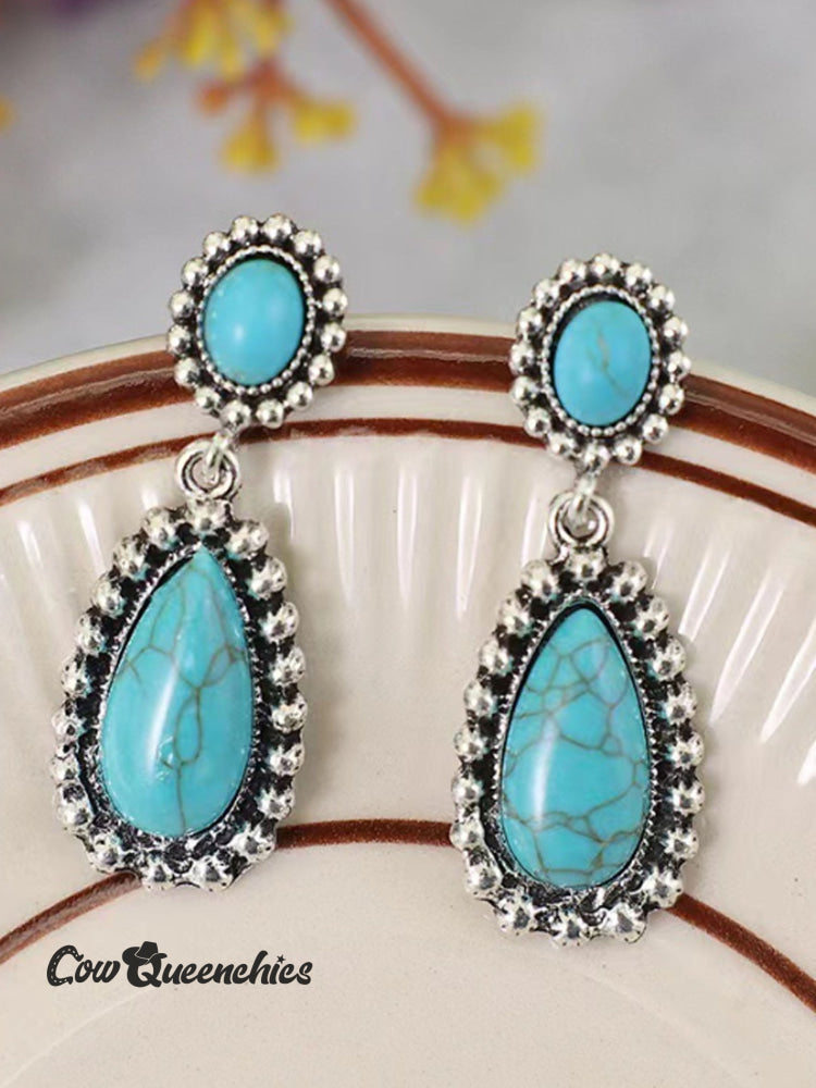 Women’s Western Turquoise Earrings Green / One