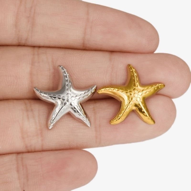 1 Pair IG Style Marine Style Starfish Plating 304 Stainless Steel Ear Studs