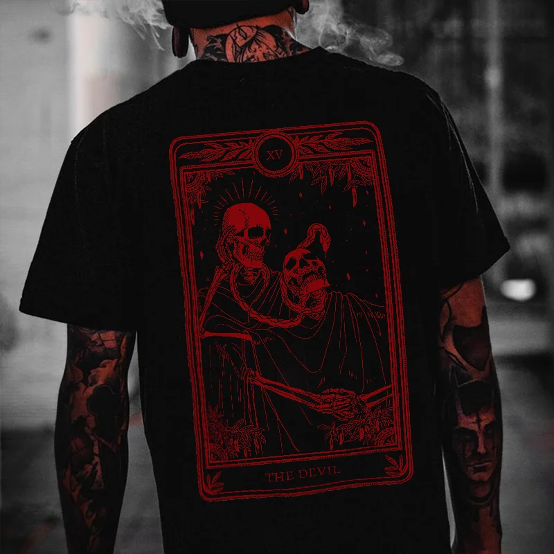 THE DEVIL skeleton print T-shirt designer -  