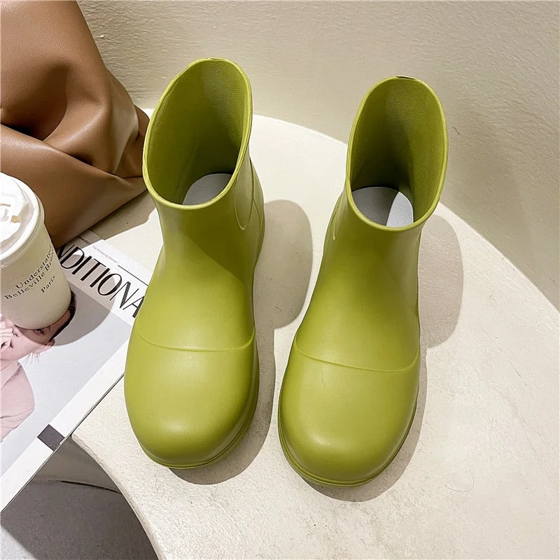 Women Lady Slip on Sandal Cool Boots Shoes Summer New 2021 Woman Feminino Waterproof Rubber Overshoes Cool Boots Antiskid Shoes