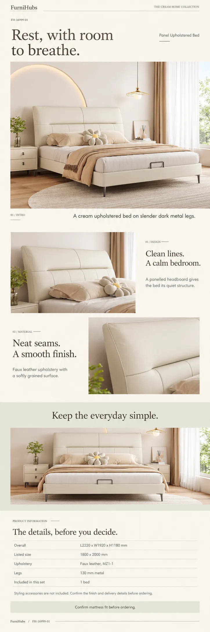 Minimal Upholstered Bed — Product view 2