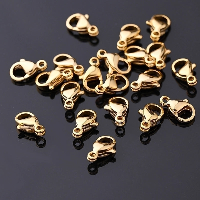 50 Pieces  10x6.5mm 11x7mm 9x5.5mm Hole 1~1.9mm Hole 2~2.9mm 304 Stainless Steel 18K Gold Plated Simple Solid Color Polished Lobster Clasp
