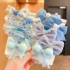 Cute Flower Gauze Plaid Bowknot Hair Bands for Kids