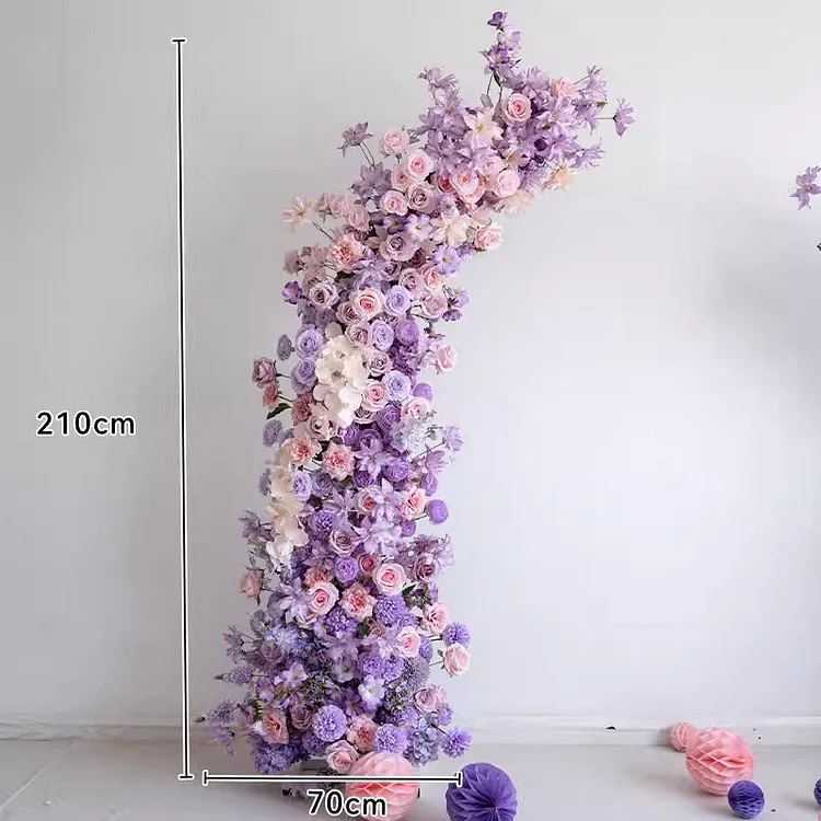 Purple Horn Arch Wedding Backdrop Kt Board Decor Floral Arrangement