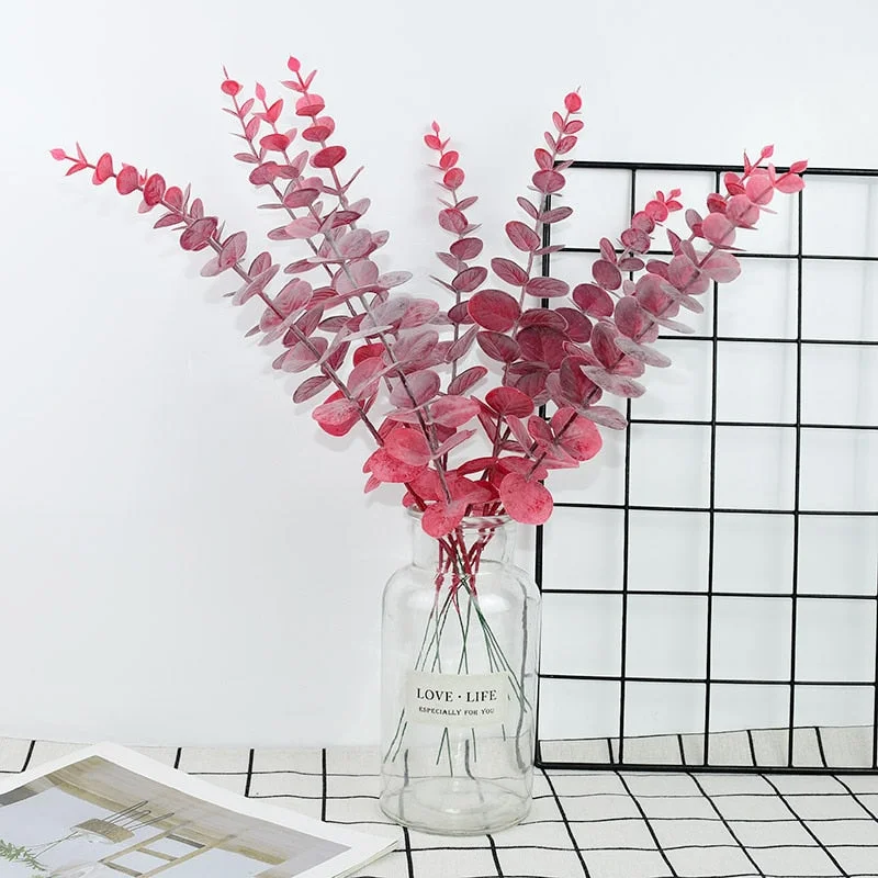 5pcs Artificial Plant Plastic Eucalyptus Leaves Flower for Wedding Flower Bouquet Home Room Decoration Simulation Green Plant