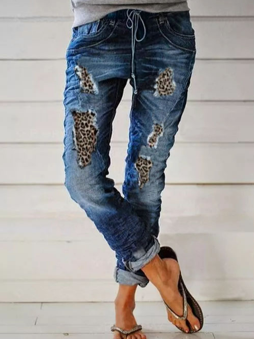 Casual Straight Mid Waist Denim Jeans B65- Fabulory