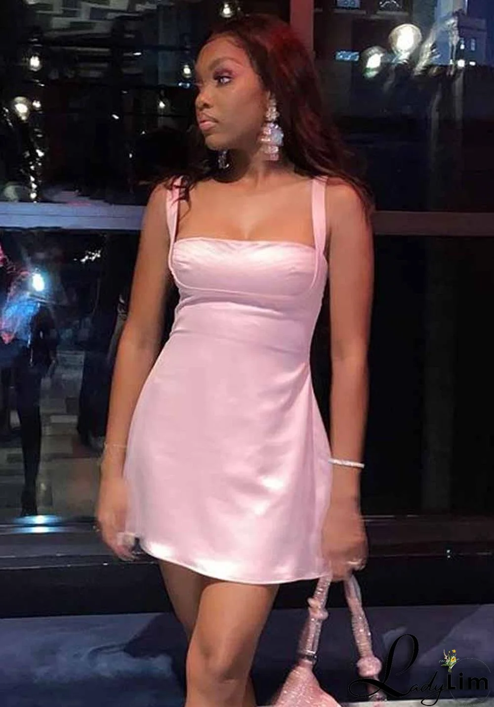 Women's Fall Satina Sexy Strap Mini Dress