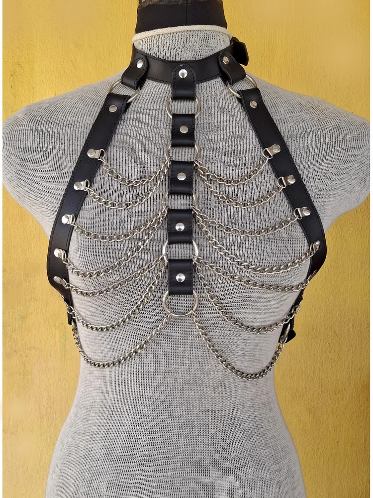 pornhint Pornhint Punk Gothic Genuine Leather Body Chains for Women Body Harness-Fashion women's Harness-Gothic Accessories leather harness women