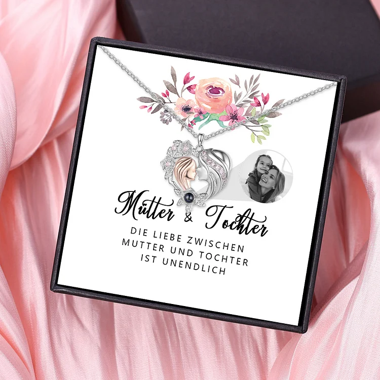 Kettenmachen Personalisierte Foto Herz Mutter & Tochter Projektion Halskette für Mutter