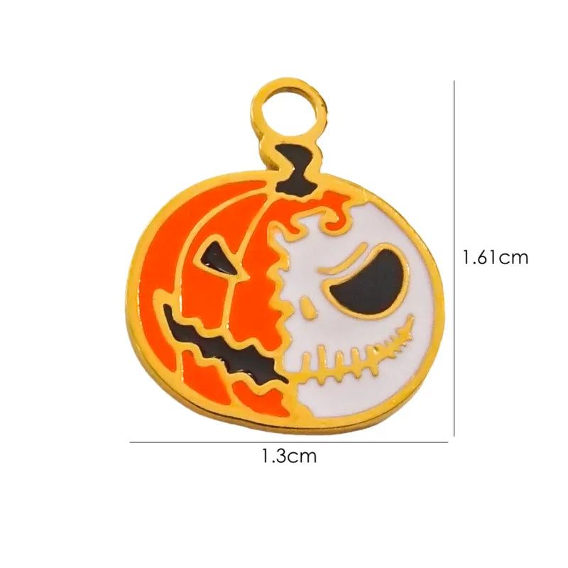 1 Piece 10*14.8mm 8.3*14.8mm 9.1*15.2mm 304 Stainless Steel 14K Gold Plated Pumpkin Skull Grimace Pendant Jewelry Accessories