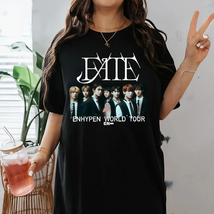 ENHYPEN WORLD TOUR FATE Logo Poster T-shirt