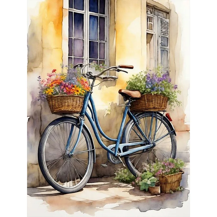 Vintage Bicycle Bouquet 30*40CM (Canvas) Full Round Drill Diamond Painting gbfke