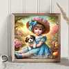 Diamond Painting-DIY Full Round Drill Girl And Dog