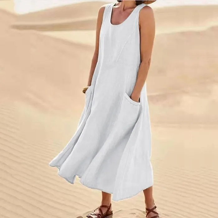 🔥 Last Day Promotion 48% OFF 🔥Women's Sleeveless Cotton And Linen Dress