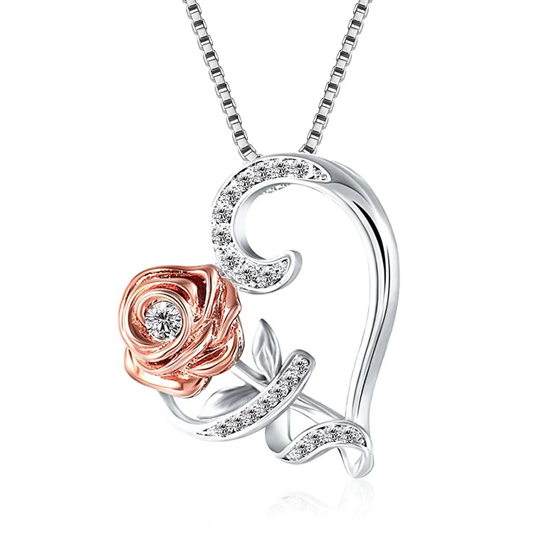 Love Rose Necklace With Zircon Stone