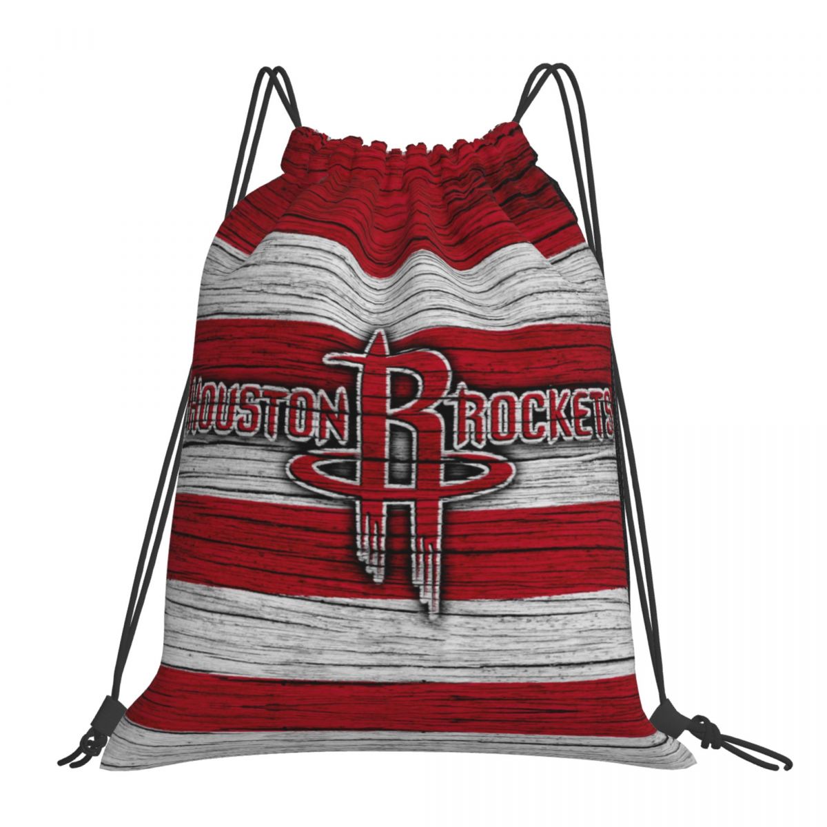 Houston Rockets Wood Art Waterproof Adjustable Lightweight Gym Drawstring Bag