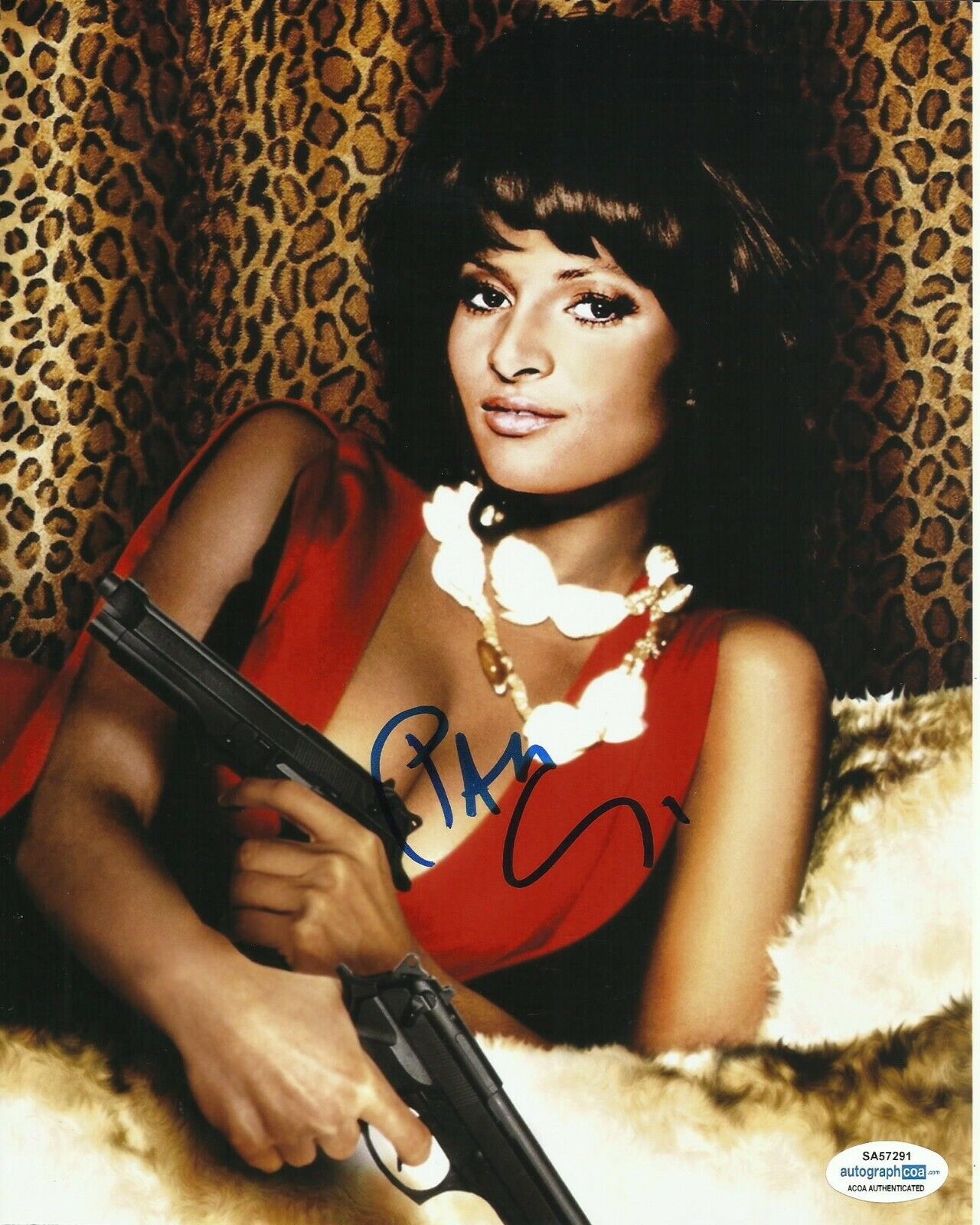 PAM GRIER SIGNED SEXY Photo Poster painting UACC REG 242 FILM AUTOGRAPHS (2) also ACOA cert