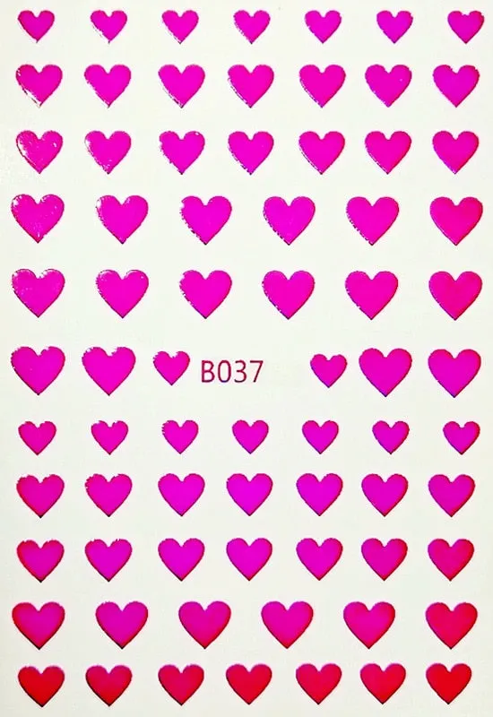 Black Red 3D Nail Sticker Self Adhesive Love Heart Star Butterfly Flower Nail Decals Slider DIY Nail Art Decoration-Nail Inspo