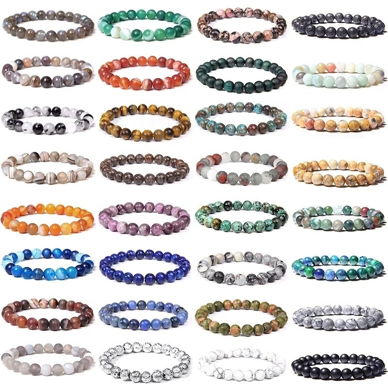 Internet Celebrant Jewelry Natural Agate Crystal Jewelry 8mm Bracelet Miscellaneous Stone Gemstone Color Unisex Bracelet Jewelry For Men And Women