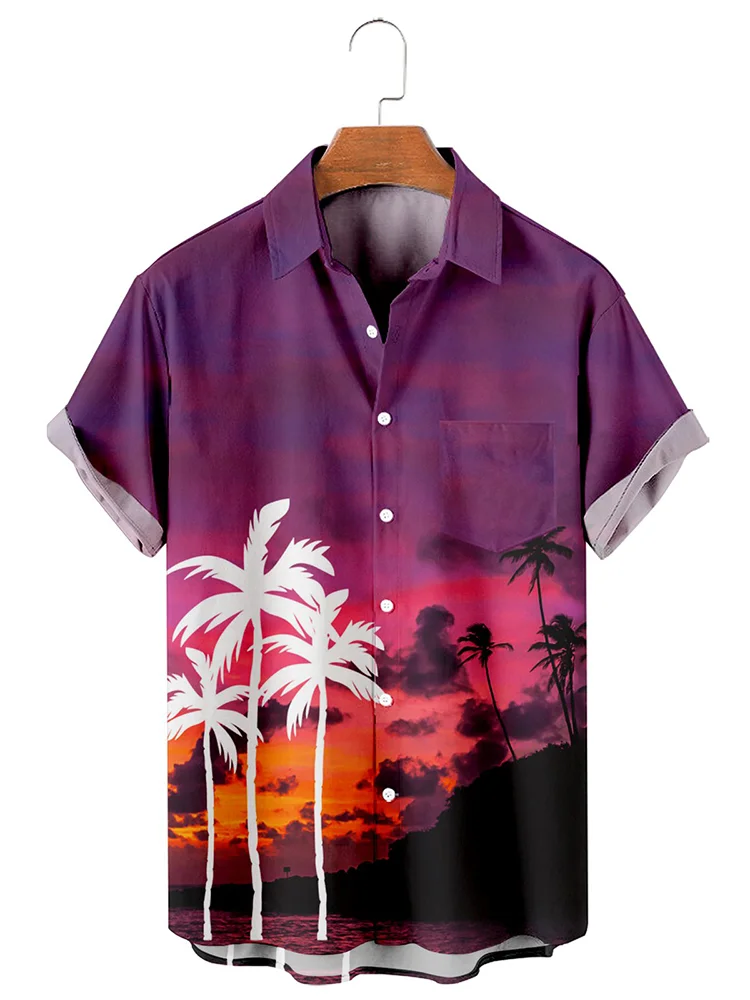 Coconut Gradient Print Men's Short Sleeve Shirt