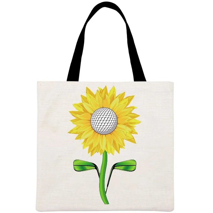 Love golf and sunflower Printed Linen Bag-Annaletters