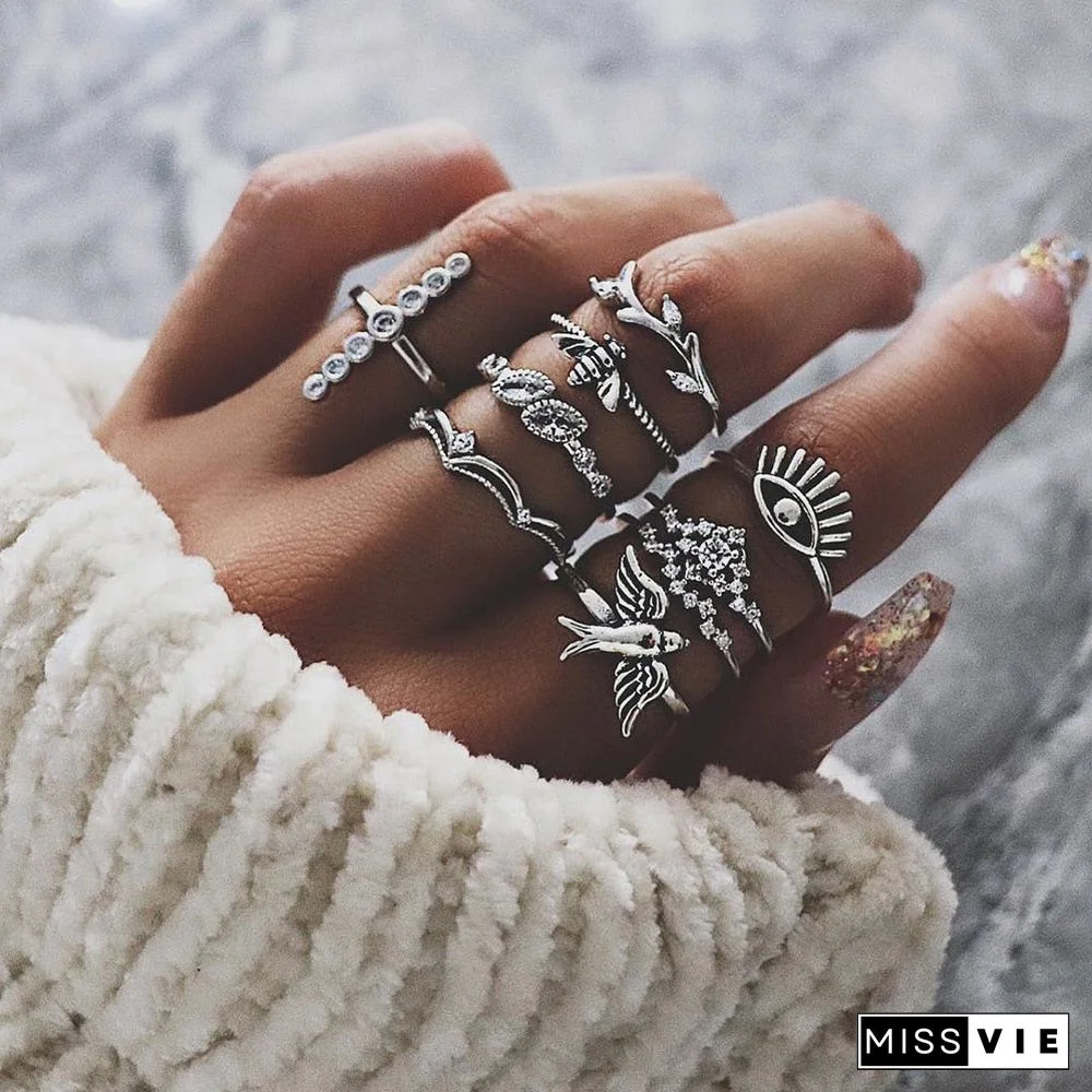 30 Styles Trendy Boho Midi Knuckle Ring Set For Women Crystal Geometric Finger Rings Fashion Bohemian Jewelry