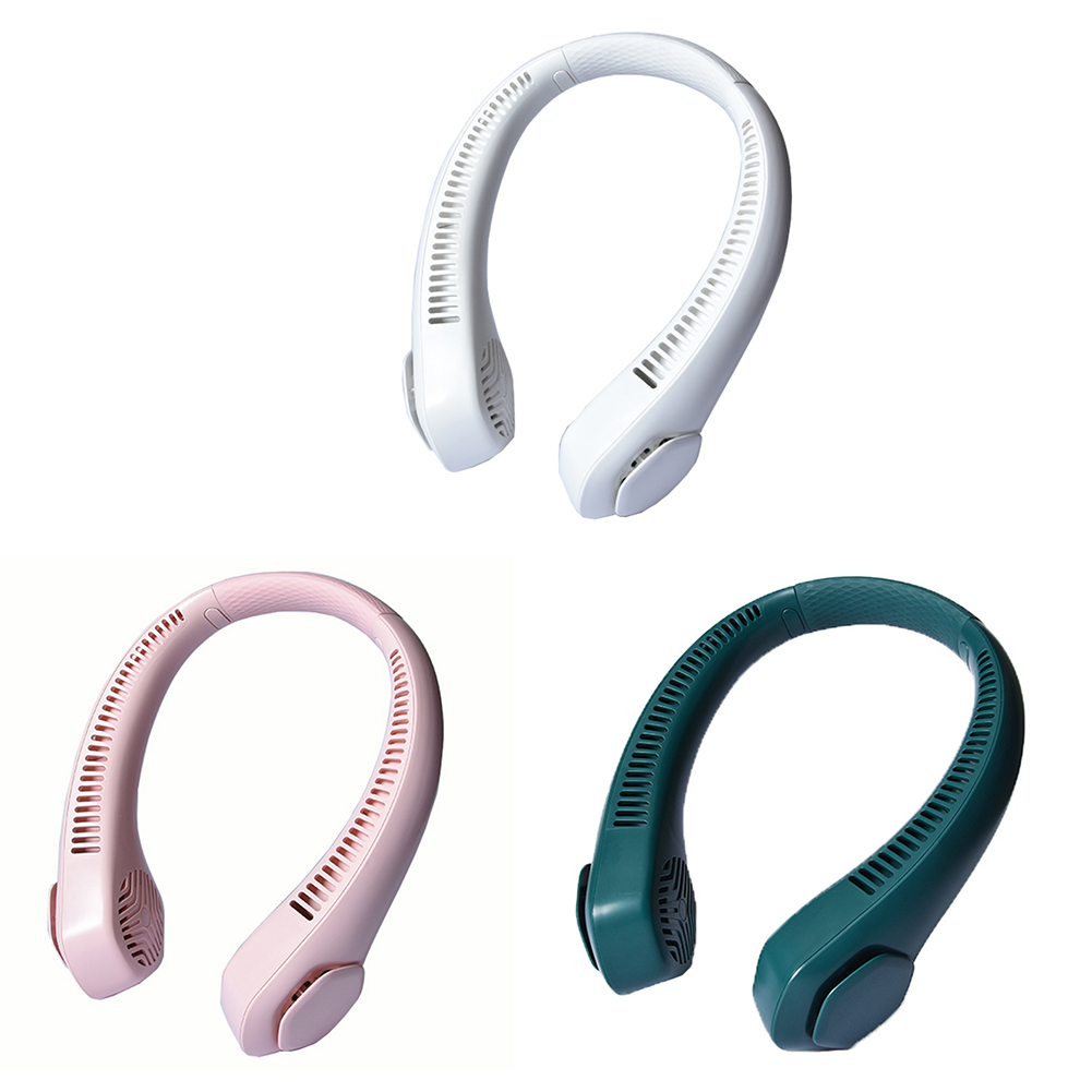 

Mini Portable Bladeless Neck Fan USB Rechargeable LED Glowing Mute Fans, Pink, 501 Original