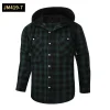 2024 New Loose Casual Flannel Long-sleeved Hooded Plaid Shirt