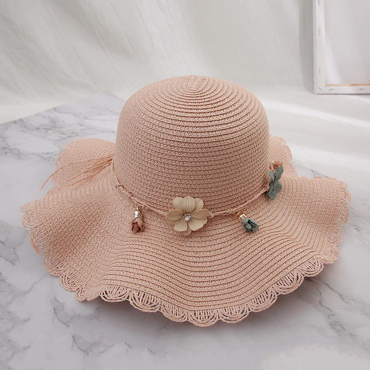 Beach Holiday Sun With Small Flowers On Wavy Edge Shade Hat