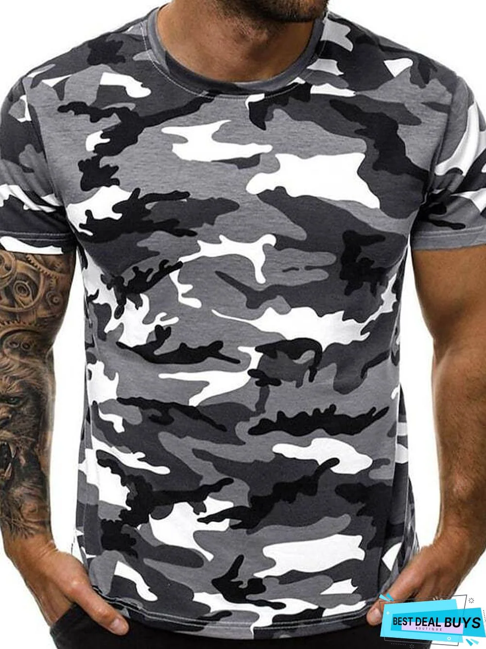 Men's T-Shirt Non-Printing Camo / Camouflage Short Sleeve Daily Tops Round Neck