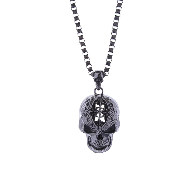 Exaggerated Funny Skull Alloy Hollow Out Carving Halloween Men’s Pendant Necklace