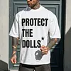 Oversize "Protect The Dolls" Design Print T-shirts by Inlyline