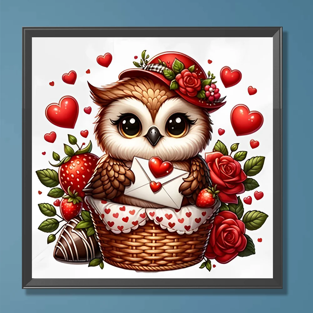 Diamond Painting - Full Round Drill - Love Owl(Canvas|30*30cm)