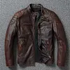 Men&rsquo;s Vintage Leather Motorcycle Jacket - RetroBiker Jacket with Zip Pockets by Inlyline
