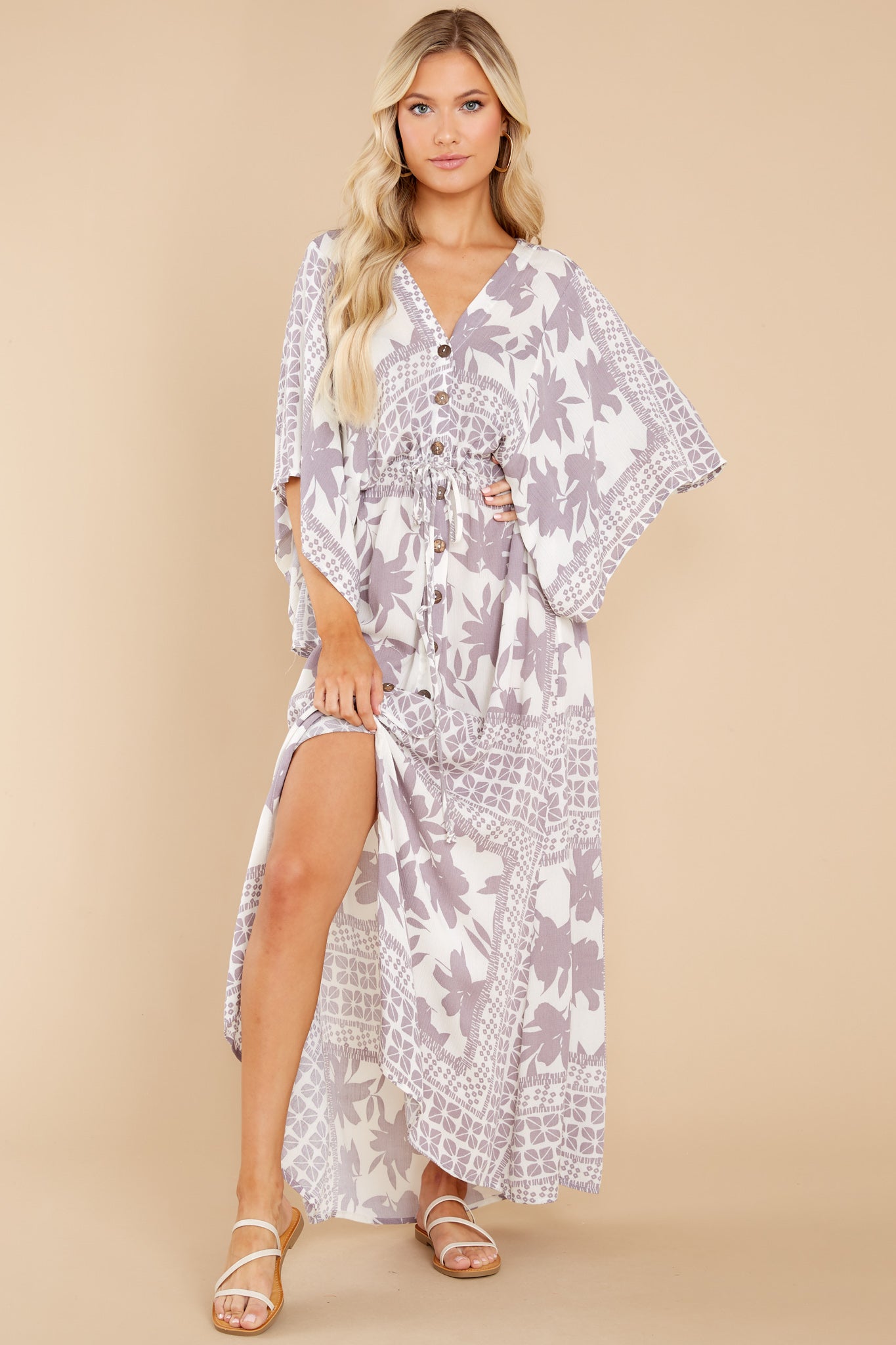  thdmladies Coastal Outing Light Grey Print Maxi Dress thedmladies