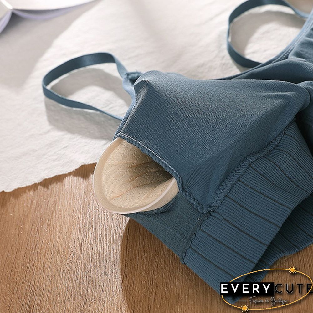 Women's Sleeveless Striped Bra Padded Tank Tops Spaghetti Strap Bralette Crop Top Tube Bras Seamless Tube Top