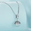 925 Sterling Silver Love Gift Box Dangle Ball Pendant Necklace 