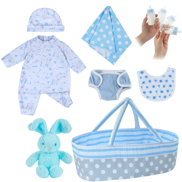 [Suitable for 17''~22'' Boy] Time-Limited Offer! Rsgdolls® Adoption Reborn Baby Essentials-8pcs Gift Set：Realistic Reborn Baby Dolls By Rsgdolls®