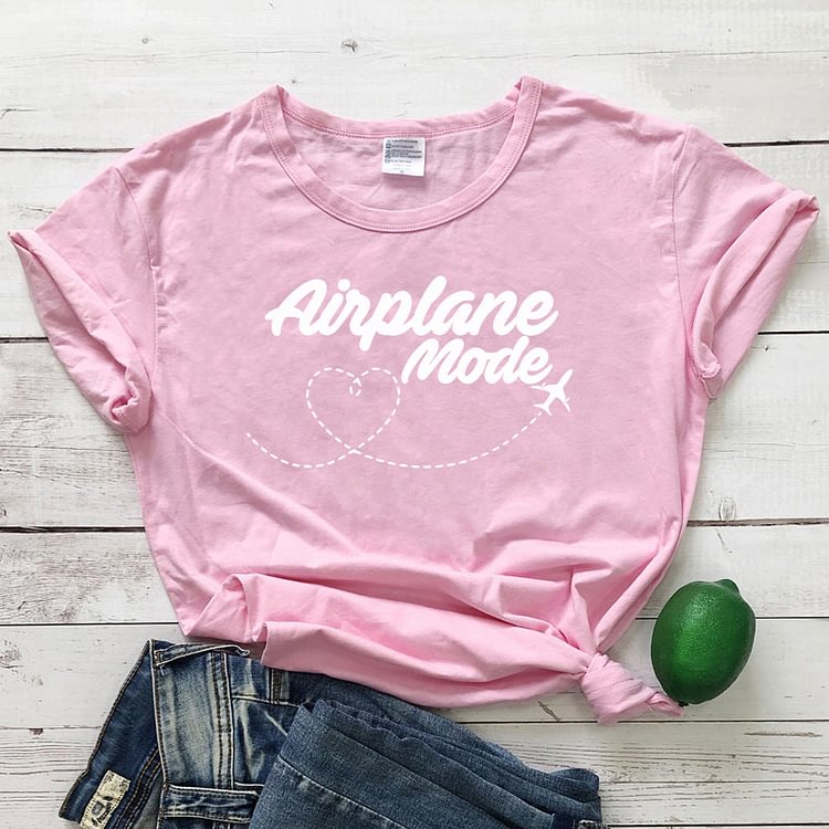Airplane Mode T-shirt Women Stylish Wanderlust Travel Vacay Tshirt Casual Summer Vacation Tumblr Graphic Funny Tee Shirt Top