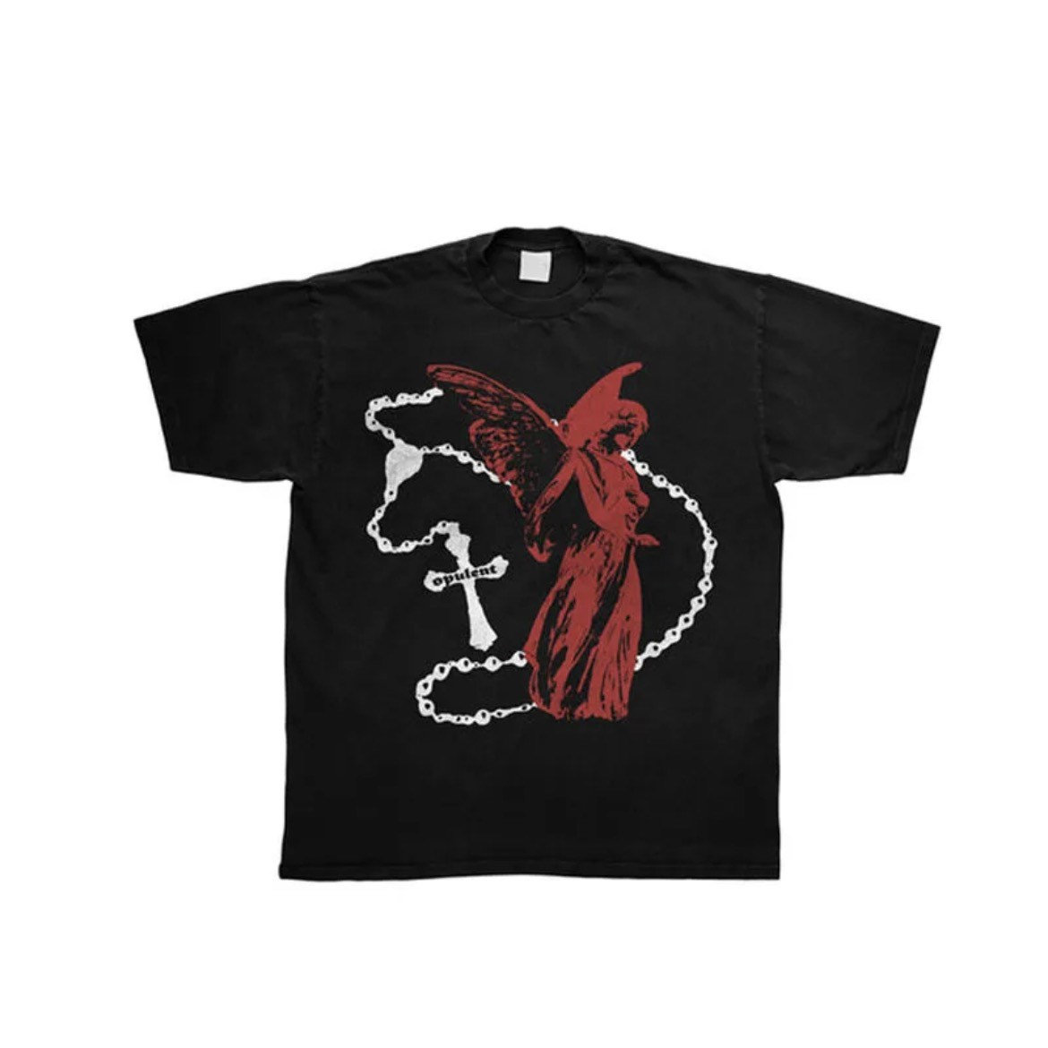 Sopula Black Angel Rosary And Cross T-Shirt - SOPULA