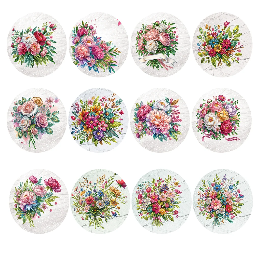 12pcs Flower Diamond Painting Greeting Cards Diamond Art Cards for Adults