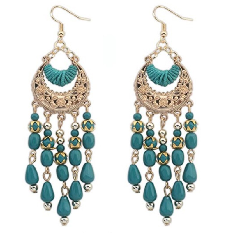 

Bohemian Style Earrings Vintage Long Tassel Rice Beads Eardrops, 501 Original