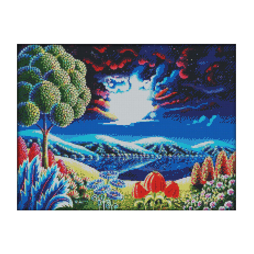 

Fantasy Landscape - 14CT Stamped Cross Stitch - 44*53CM, 501 Original